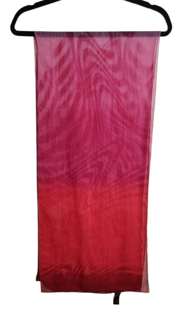 Made In Italy Scarf Pink Red Colorful Semi Sheer 59'' x 13.5'' Rolled Edge